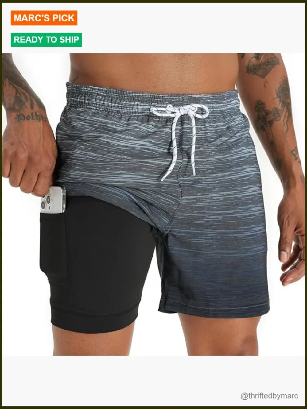 Mens Swim Trunks with Compression Liner 5.5